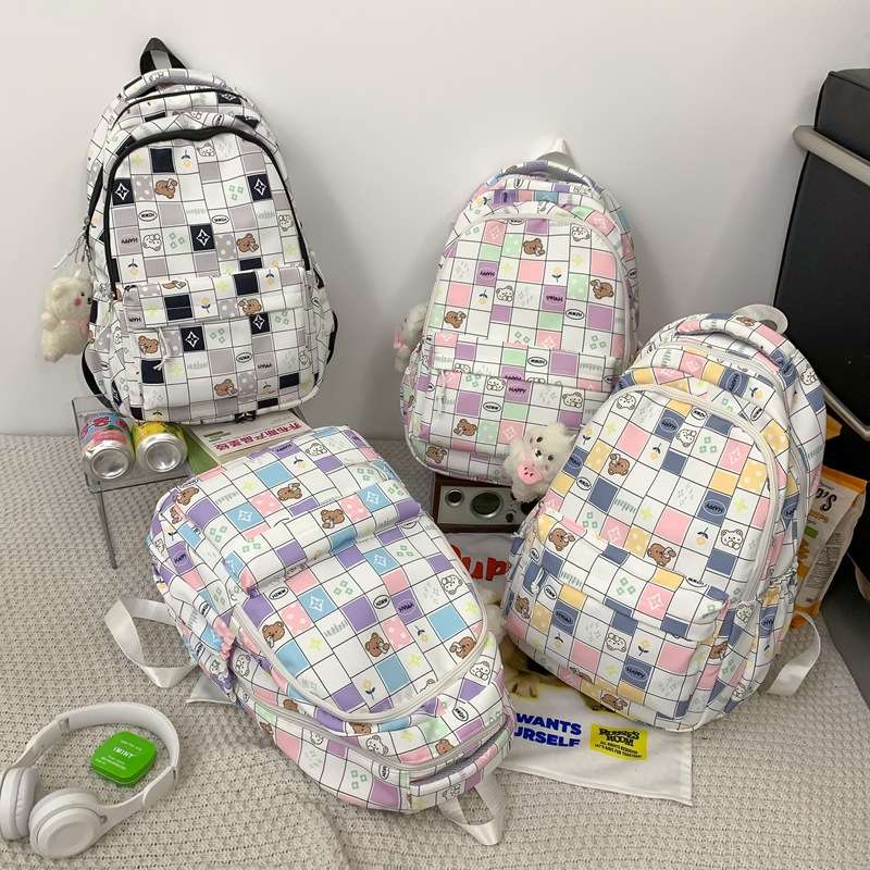子どもリュック　かわいい格子模様キッズリュック