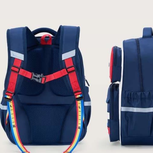 子どもリュック 虹色リボンのカジュアル学童バッグ