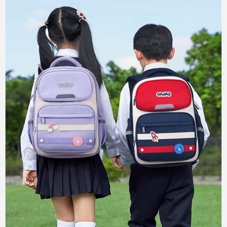 子どもリュック 虹色リボンのカジュアル学童バッグ