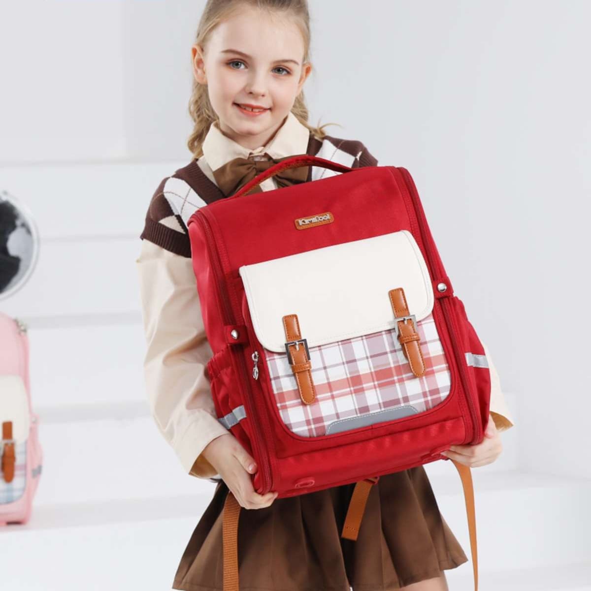 子どもリュック キッズ用チェック柄リュックサック