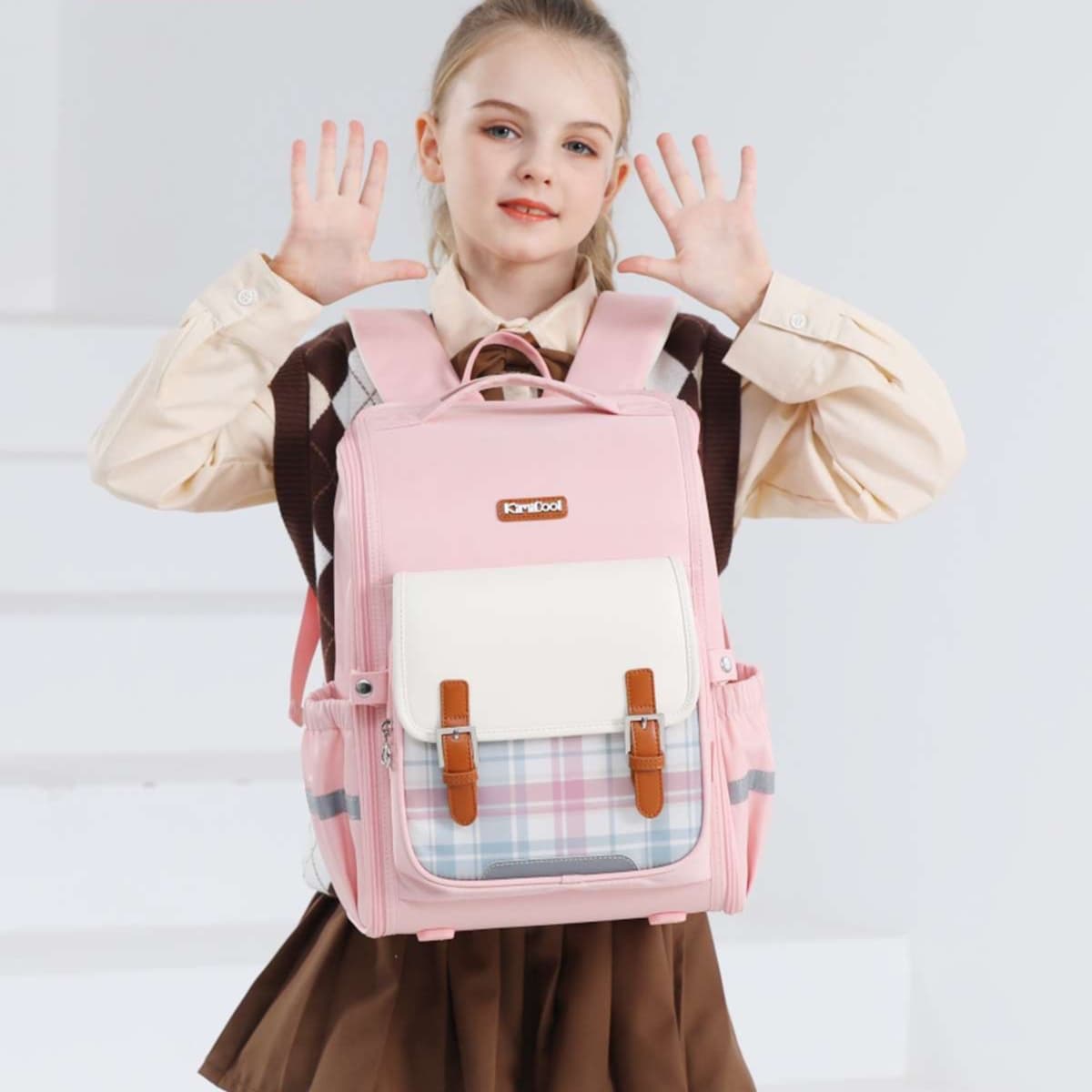 子どもリュック キッズ用チェック柄リュックサック