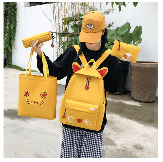 子どもリュック 猫耳デザイン 4点セット リュック