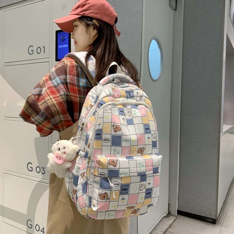子どもリュック　かわいい格子模様キッズリュック