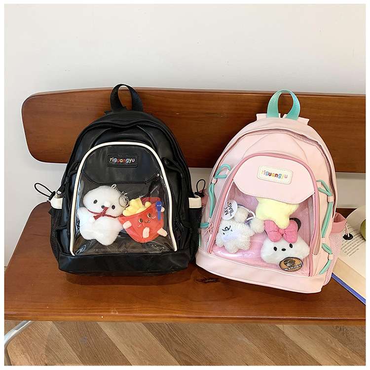子どもリュック ぬいぐるみ付き透明ポケットリュック