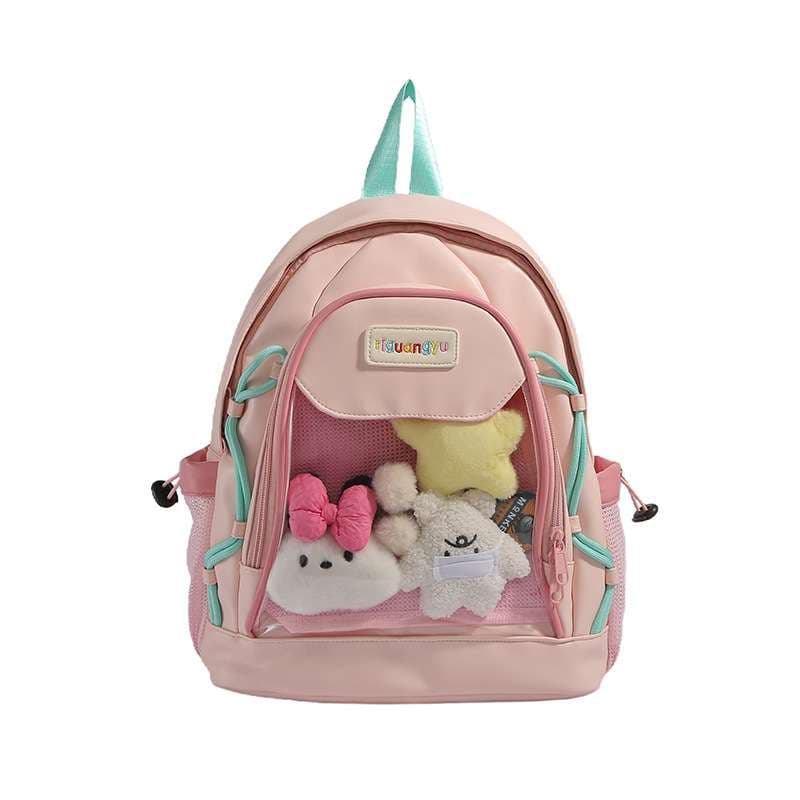 子どもリュック ぬいぐるみ付き透明ポケットリュック