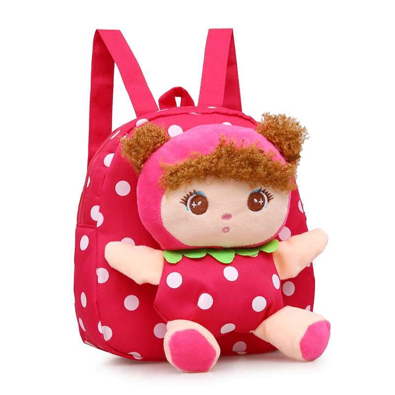 子どもリュック 人形付きドット柄リュック