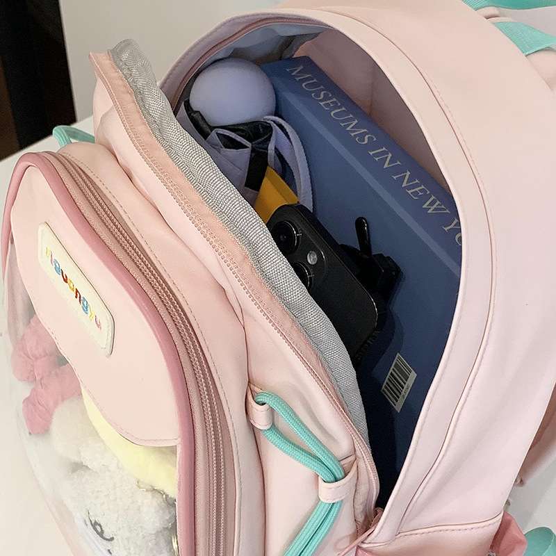 子どもリュック ぬいぐるみ付き透明ポケットリュック