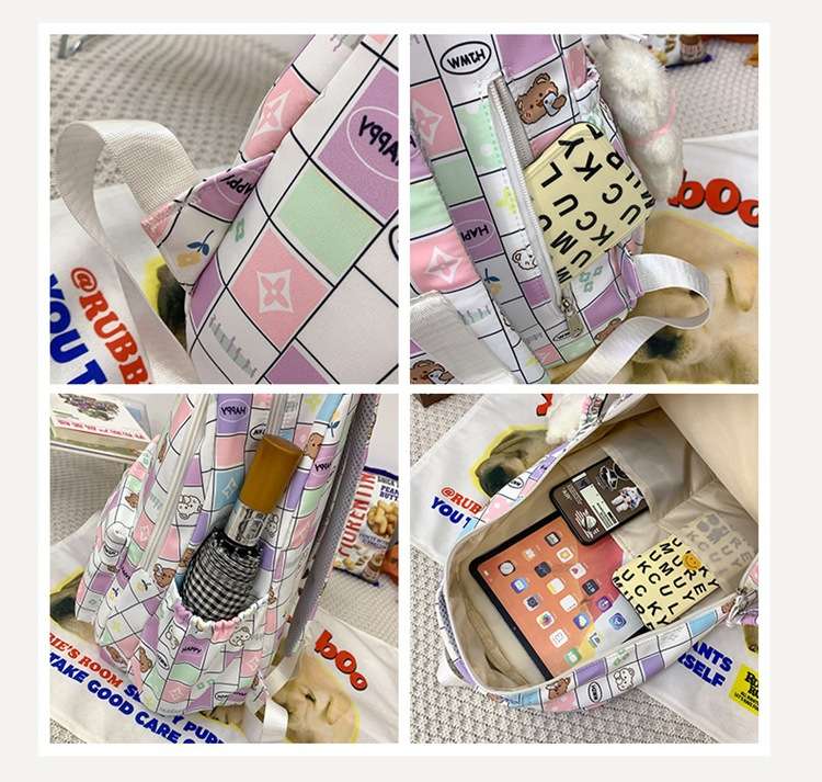 子どもリュック　かわいい格子模様キッズリュック