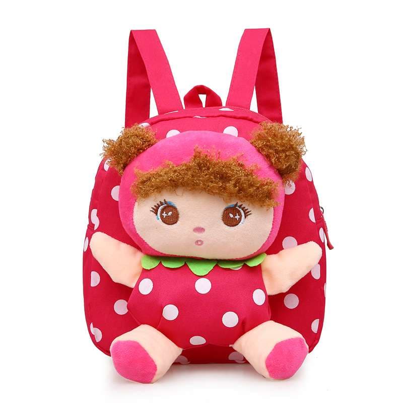 子どもリュック 人形付きドット柄リュック